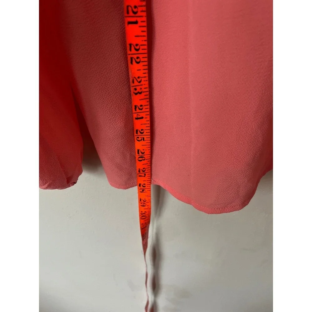 Michael Kors Womens Coral electric Pink Quarter Zip Bishop Sleeve Blouse Medium